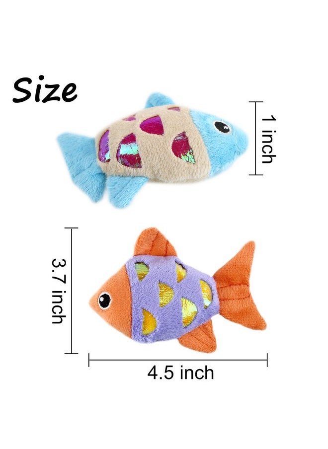 Andiker Cat Catnip Toys, 2pcs Small Cat Fish Toys with Crinkle Shine Ring Paper to Make Sound to Catch Your Cats Eyes and for Your Cats to Chew and Catch Interactive Cat Toys for Indoor Cat (2pc)