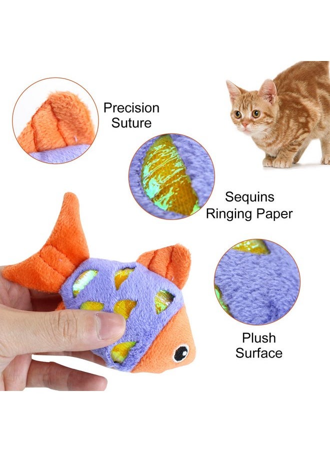 Andiker Cat Catnip Toys, 2pcs Small Cat Fish Toys with Crinkle Shine Ring Paper to Make Sound to Catch Your Cats Eyes and for Your Cats to Chew and Catch Interactive Cat Toys for Indoor Cat (2pc)
