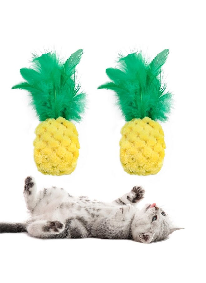 Andiker 2PCS Cat Chew Toys, Cute Pineapple Shape Soft Cat Plush Toys with Smooth Skin-Friendly Plush Fabric Containing Catnip Entertaining Interactive Cat Toy for Indoor Cats and Kitten