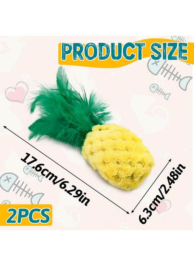 Andiker 2PCS Cat Chew Toys, Cute Pineapple Shape Soft Cat Plush Toys with Smooth Skin-Friendly Plush Fabric Containing Catnip Entertaining Interactive Cat Toy for Indoor Cats and Kitten
