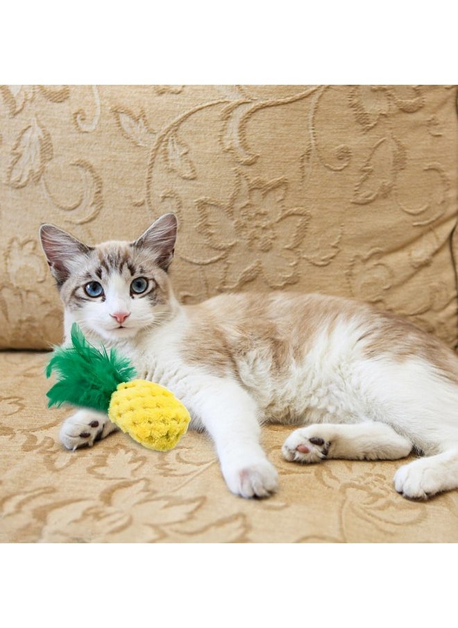 Andiker 2PCS Cat Chew Toys, Cute Pineapple Shape Soft Cat Plush Toys with Smooth Skin-Friendly Plush Fabric Containing Catnip Entertaining Interactive Cat Toy for Indoor Cats and Kitten