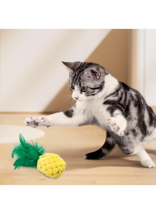 Andiker 2PCS Cat Chew Toys, Cute Pineapple Shape Soft Cat Plush Toys with Smooth Skin-Friendly Plush Fabric Containing Catnip Entertaining Interactive Cat Toy for Indoor Cats and Kitten