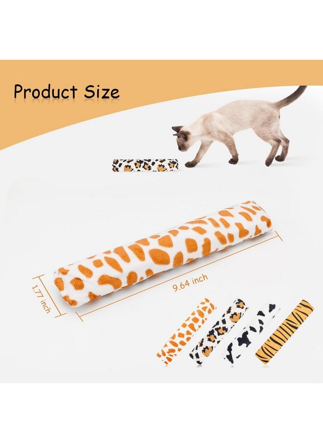 Andiker Cat Toys Cat Pillows, 4pcs Plush Catnip Toys for Cats with Animal Patterns for Indoor Cats Entertain, 9.84inches Cat Interactive Toy with Crinkle Sound for Chasing Chewing (Animal Print)