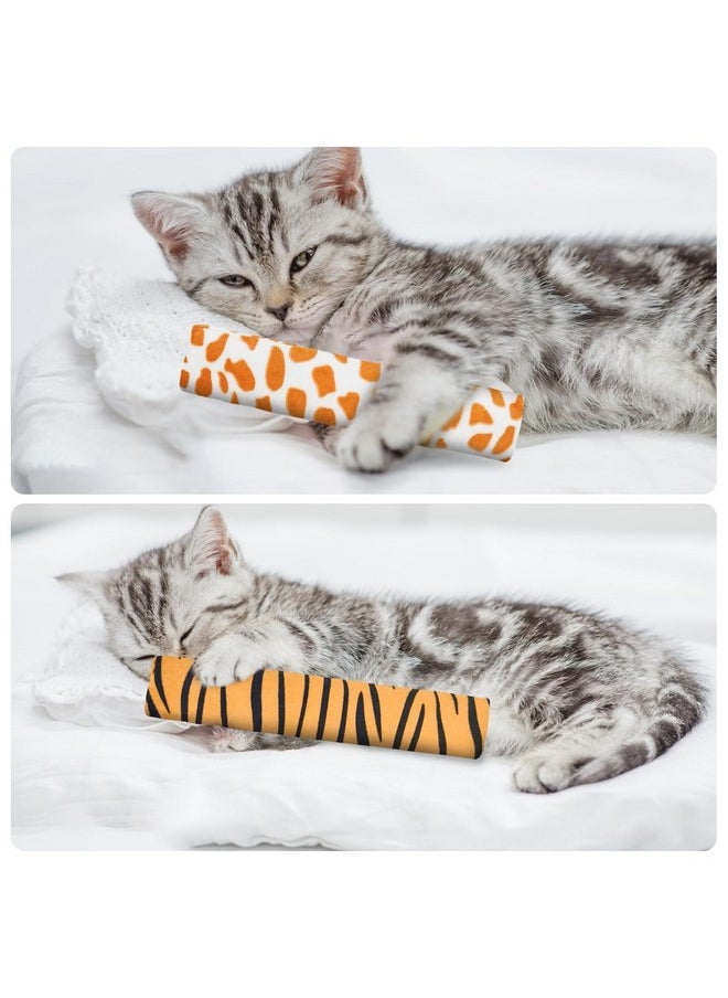 Andiker Cat Toys Cat Pillows, 4pcs Plush Catnip Toys for Cats with Animal Patterns for Indoor Cats Entertain, 9.84inches Cat Interactive Toy with Crinkle Sound for Chasing Chewing (Animal Print)