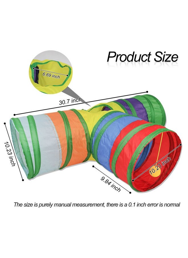 Andiker Cat Tunnel for Indoor Cats, Collapsible Y Shape Cat Tube Play Toy for Indoor Outdoor Puzzle Do More Exercising Hiding Training and Running with Fun Ball and 1 Hole (Rainbow)