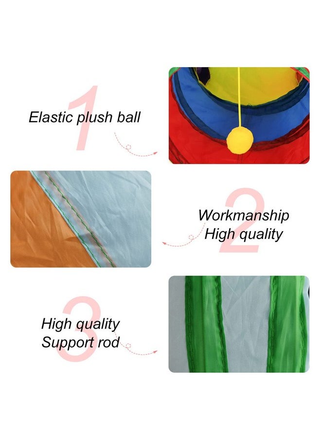 Andiker Cat Tunnel for Indoor Cats, Collapsible Y Shape Cat Tube Play Toy for Indoor Outdoor Puzzle Do More Exercising Hiding Training and Running with Fun Ball and 1 Hole (Rainbow)