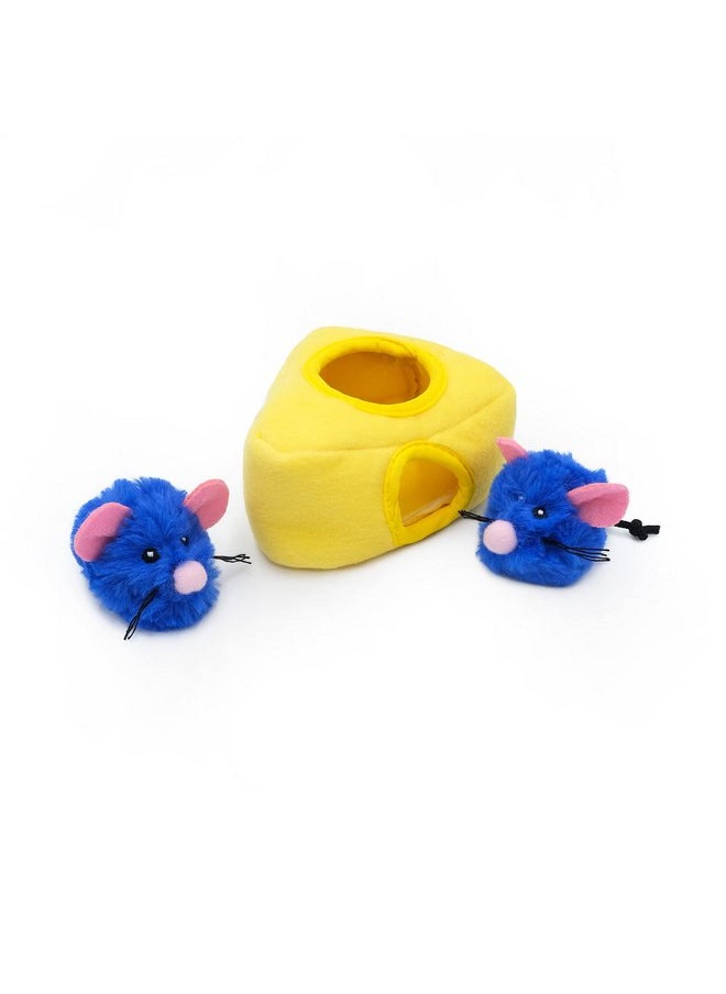 ZippyClaws Burrow - Interactive Plush Cat Puzzle Toy with Catnip Miniz, Perfect for Mental Stimulation, Hide-and-Seek Games, and Hours of Fun for Kittens and Cats - Mice 'n Cheese