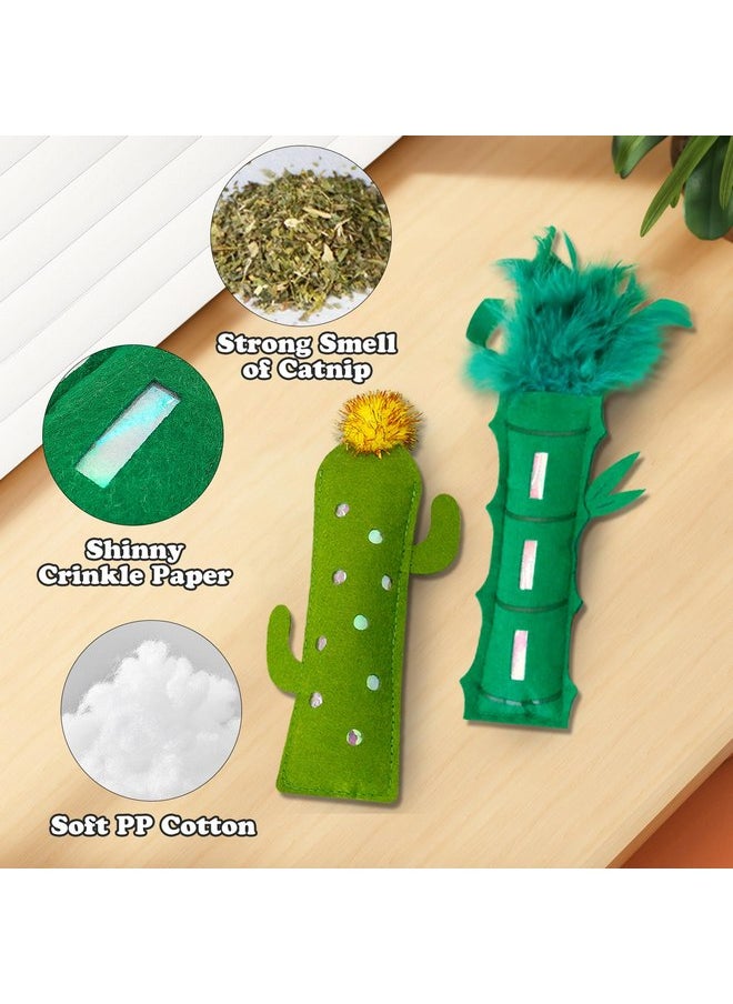 Andiker Catnip Toy for Cats, Cute Bamboo Shapes with Soft PP Cotton Bite-Resistant Cat Chew Toy with Catnip and Crinkle Paper Entertaining Interactive Cat Toy for Indoor Cats and Kitten (Bamboo)