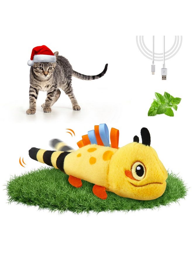 Gigwi Interactive Catnip Cat Toys, Electronic Flopping Toys Motion Activated, Automatic Moving Cat Toys for Indoor Cats, USB Rechargeable Cat Enrichment Toy Self Play for Hunting and Kicker, Lizard