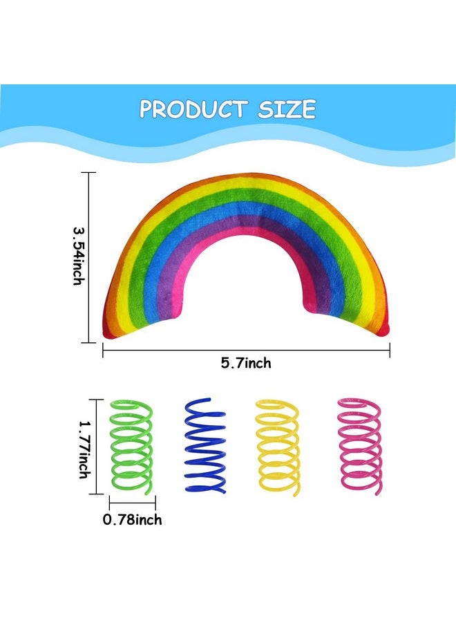 Andiker Catnip Toy&4pcs Cat Spring Toys, Colorful Plush Rainbow Pet Pillow, Cat Chew Toy for Kitten Scratch, Bite and Hug, Interactive Cat Toy for Indoor Cats to Smooth Mood and Relax (Light)