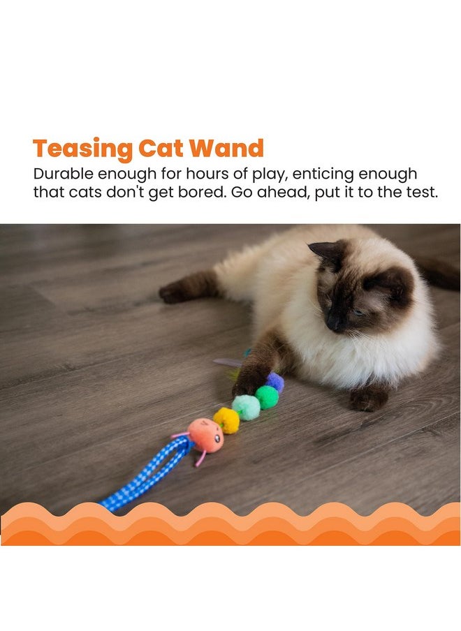 Catstages Tail Teaser Ground Prey Play Wand with Catnip Toy Attachments Interactive Cat Wand