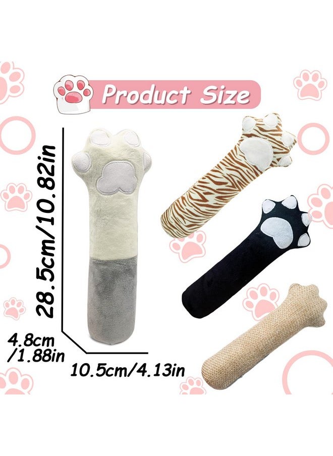 Andiker Cat Toys Cat paw, 10.5 Inches Catnip Toys with Crinkle Sound Soft and Durable, Interactive Cat Kicker Toys for Indoor Kitten with a Sisal Scratcher to Scratch (Beige+Grey)
