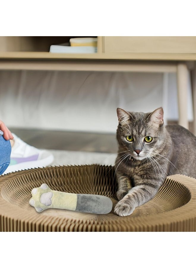 Andiker Cat Toys Cat paw, 10.5 Inches Catnip Toys with Crinkle Sound Soft and Durable, Interactive Cat Kicker Toys for Indoor Kitten with a Sisal Scratcher to Scratch (Beige+Grey)