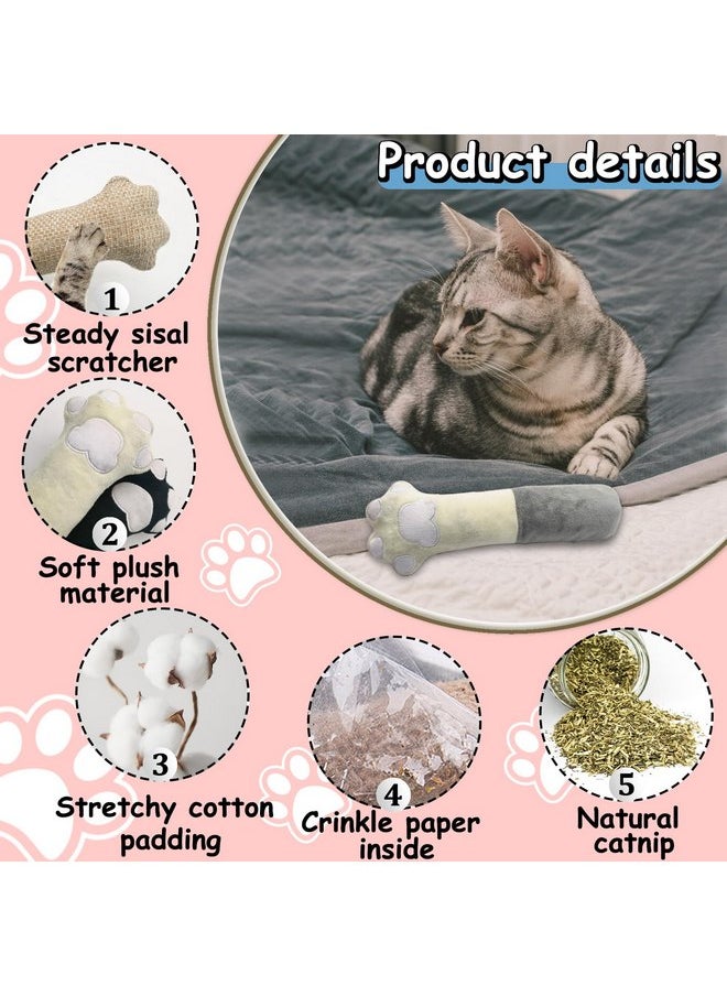 Andiker Cat Toys Cat paw, 10.5 Inches Catnip Toys with Crinkle Sound Soft and Durable, Interactive Cat Kicker Toys for Indoor Kitten with a Sisal Scratcher to Scratch (Beige+Grey)
