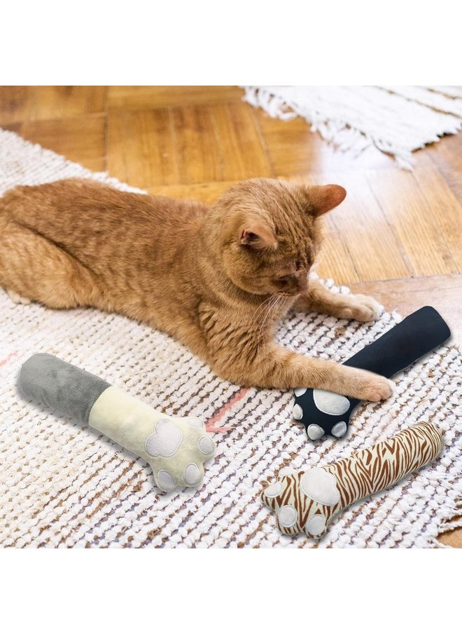 Andiker Cat Toys Cat paw, 10.5 Inches Catnip Toys with Crinkle Sound Soft and Durable, Interactive Cat Kicker Toys for Indoor Kitten with a Sisal Scratcher to Scratch (Beige+Grey)