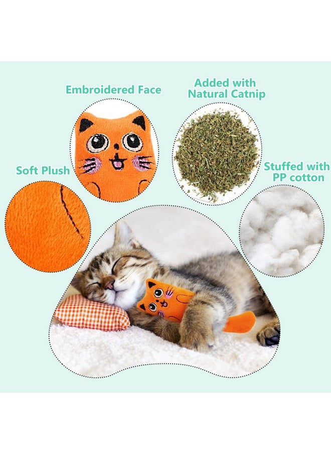 SCHITEC Catnip Toys, [8 PCS] Soft Plush Cat Nip Chew Toy for Indoor Cats, Interactive Kitten Pillow Kitty Teething Toy