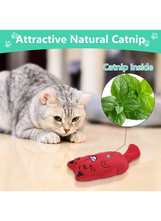 SCHITEC Catnip Toys, [8 PCS] Soft Plush Cat Nip Chew Toy for Indoor Cats, Interactive Kitten Pillow Kitty Teething Toy
