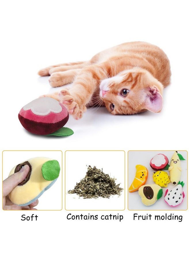 Andiker Cat Catnip Toy for Cats, 6 Pcs Fruit Type Cat Chew Toy with Catnip, Soft&Cute Plush Cat Toys for Indoor Cats to Playing Chewing Teeth Cleaning Cat Interactive Toys (6pcs)