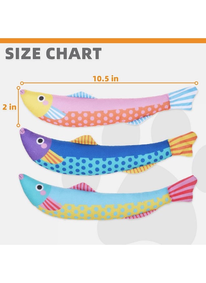 KOOLTAIL Cat Catnip Toys Saury Fish, 3 Pack Durable Soft Kicker Toy Filled with Natural Catnip Cotton, Self Play Interactive Bite Resistant Chew Teeth Cleaning Gift for Indoor Cats Kitten All Breeds