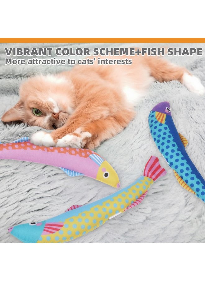 KOOLTAIL Cat Catnip Toys Saury Fish, 3 Pack Durable Soft Kicker Toy Filled with Natural Catnip Cotton, Self Play Interactive Bite Resistant Chew Teeth Cleaning Gift for Indoor Cats Kitten All Breeds