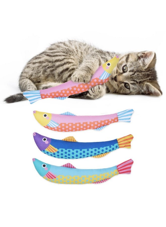 KOOLTAIL Cat Catnip Toys Saury Fish, 3 Pack Durable Soft Kicker Toy Filled with Natural Catnip Cotton, Self Play Interactive Bite Resistant Chew Teeth Cleaning Gift for Indoor Cats Kitten All Breeds