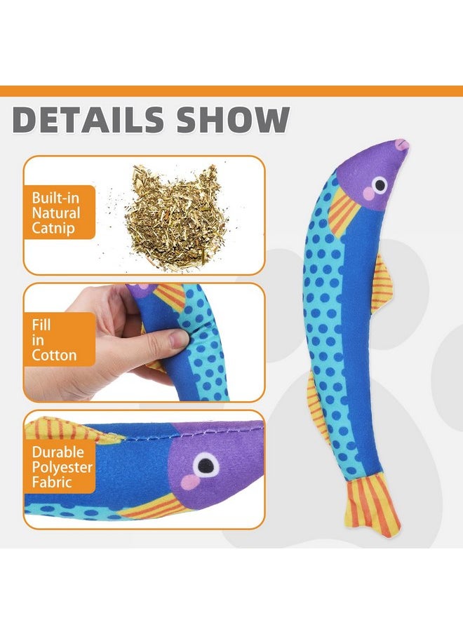 KOOLTAIL Cat Catnip Toys Saury Fish, 3 Pack Durable Soft Kicker Toy Filled with Natural Catnip Cotton, Self Play Interactive Bite Resistant Chew Teeth Cleaning Gift for Indoor Cats Kitten All Breeds