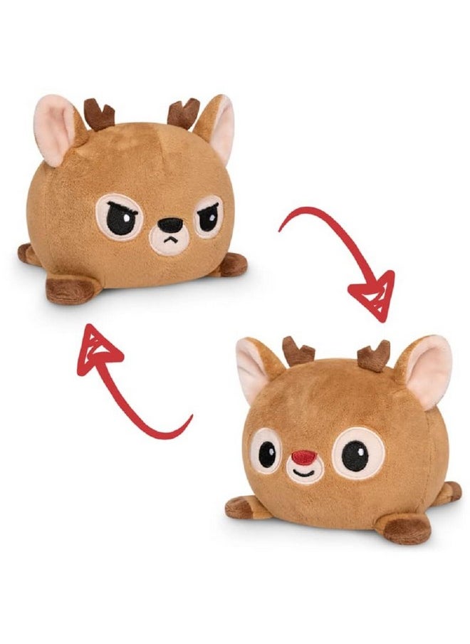 - The Original Reversible Reindeer Plushie - Red Nose - Cute Sensory Fidget Stuffed Animals That Show Your Mood