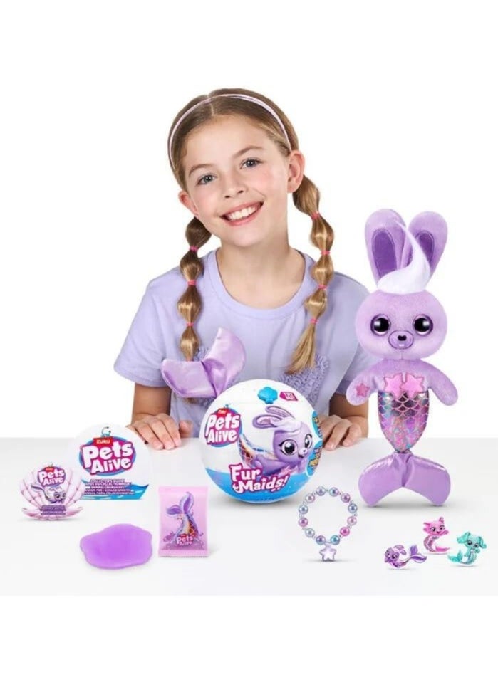 Zuru Pets Alive Furmaids Series 1 Assorted Colours, dazzling mermaids, 10 surprises to unbox, including mermaid accessories for shimmering fun.