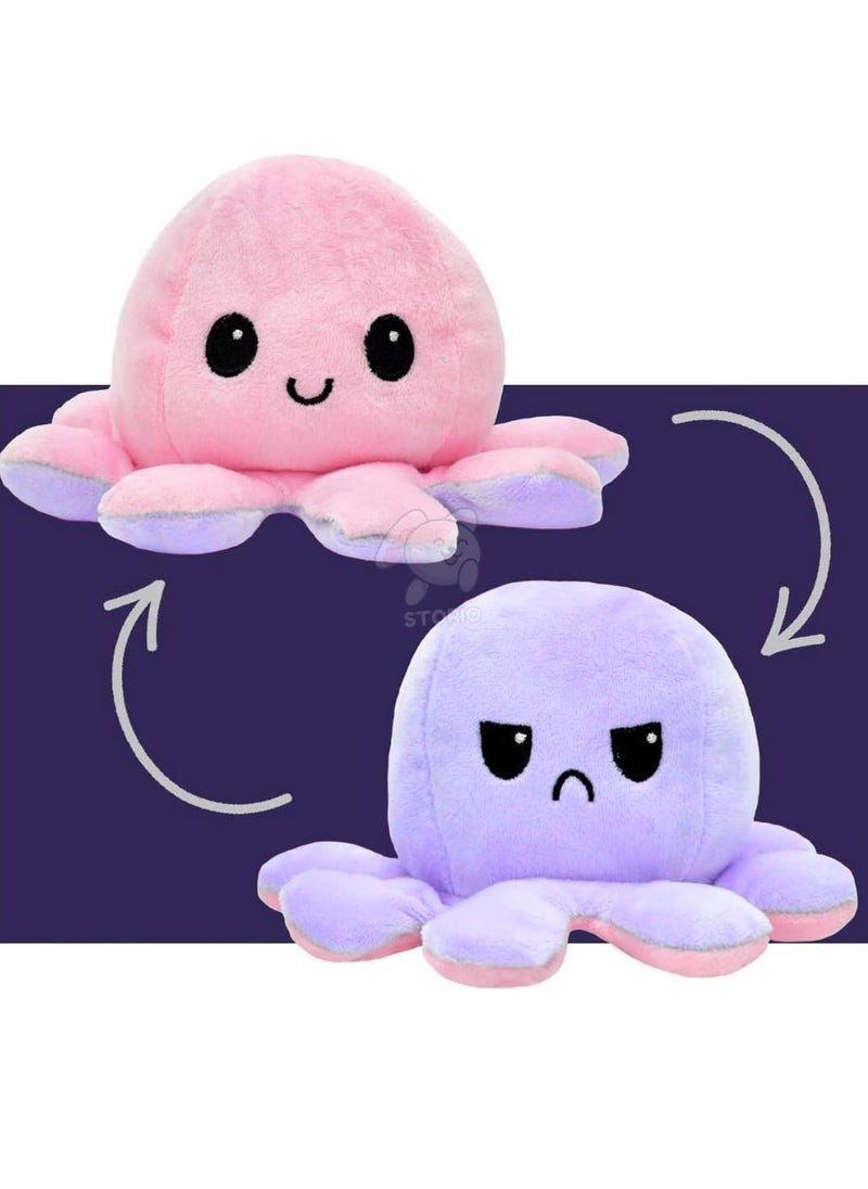 Storio Toy Octopus Plushie Reversible Soft Toys for Kids | Plush Soft Toys for Baby Boys and Girls| Best Gift | Octopus Soft Toy for Kids -Blue Pink