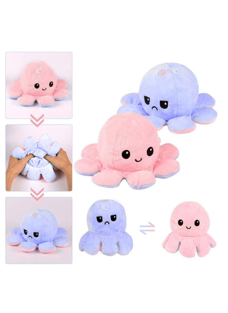 Storio Toy Octopus Plushie Reversible Soft Toys for Kids | Plush Soft Toys for Baby Boys and Girls| Best Gift | Octopus Soft Toy for Kids -Blue Pink