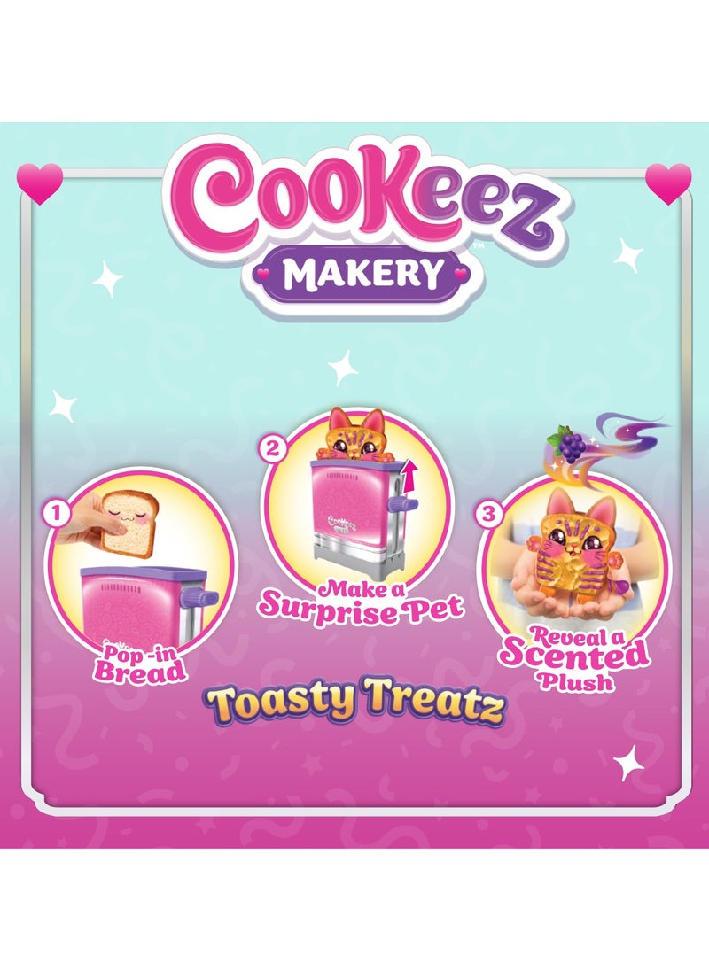 Cookeez Makery Toasty Treatz Toaster, Assorted 1 Piece (Style & Color May Vary) | Reveal a Scented Plush! | Surprise Pet | Mystery Plush