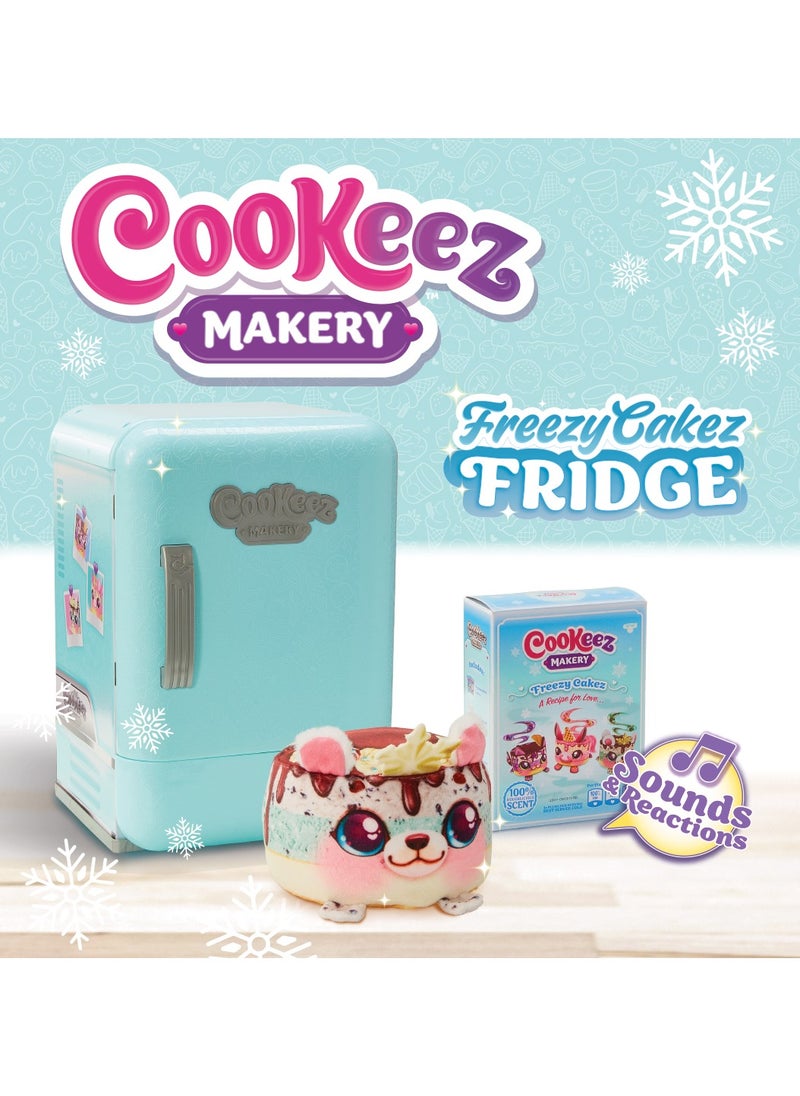 Cookeez Makery Freezy Cakez Fridge, Assorted 1 Piece (Style & Color May Vary), Battery Operated | Scented Interactive Plush | Make & Decorate the Cake, Chill in the Fridge and Be Amazed When a Surprise Pet Comes Out! | Mystery Plush