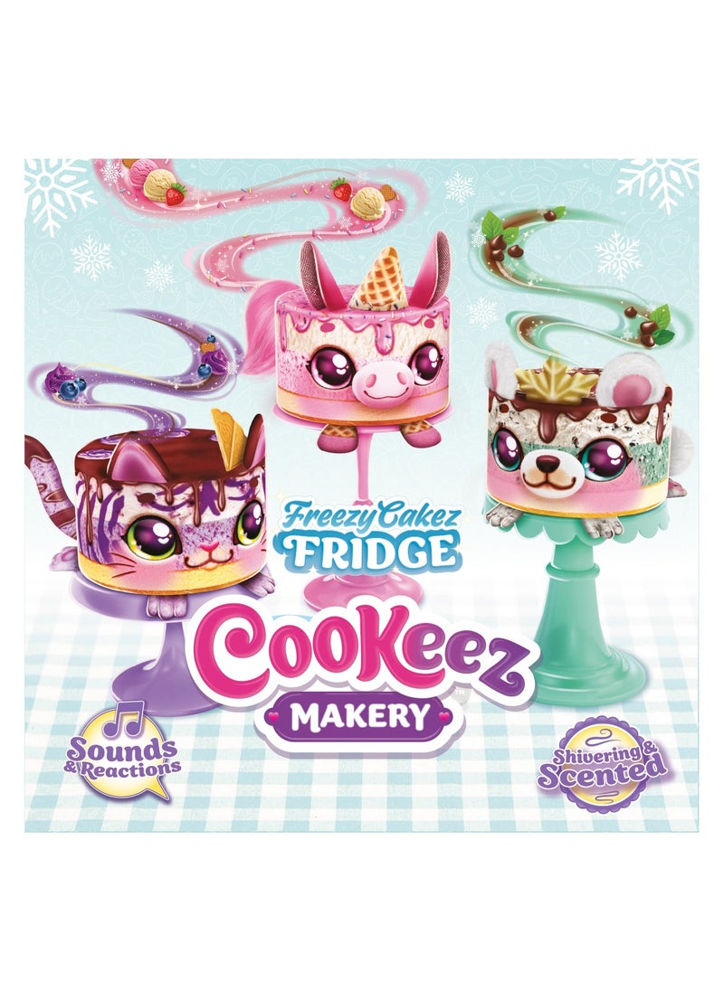 Cookeez Makery Freezy Cakez Fridge, Assorted 1 Piece (Style & Color May Vary), Battery Operated | Scented Interactive Plush | Make & Decorate the Cake, Chill in the Fridge and Be Amazed When a Surprise Pet Comes Out! | Mystery Plush
