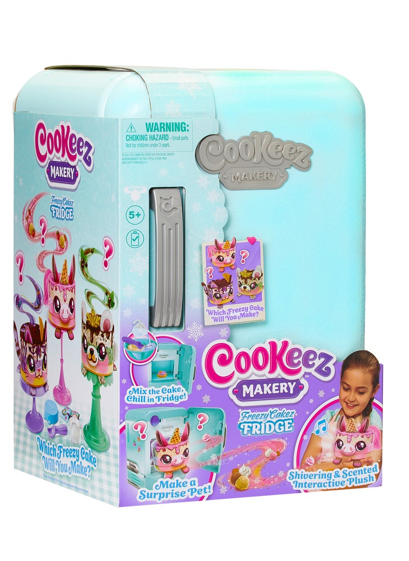 Cookeez Makery Freezy Cakez Fridge, Assorted 1 Piece (Style & Color May Vary), Battery Operated | Scented Interactive Plush | Make & Decorate the Cake, Chill in the Fridge and Be Amazed When a Surprise Pet Comes Out! | Mystery Plush