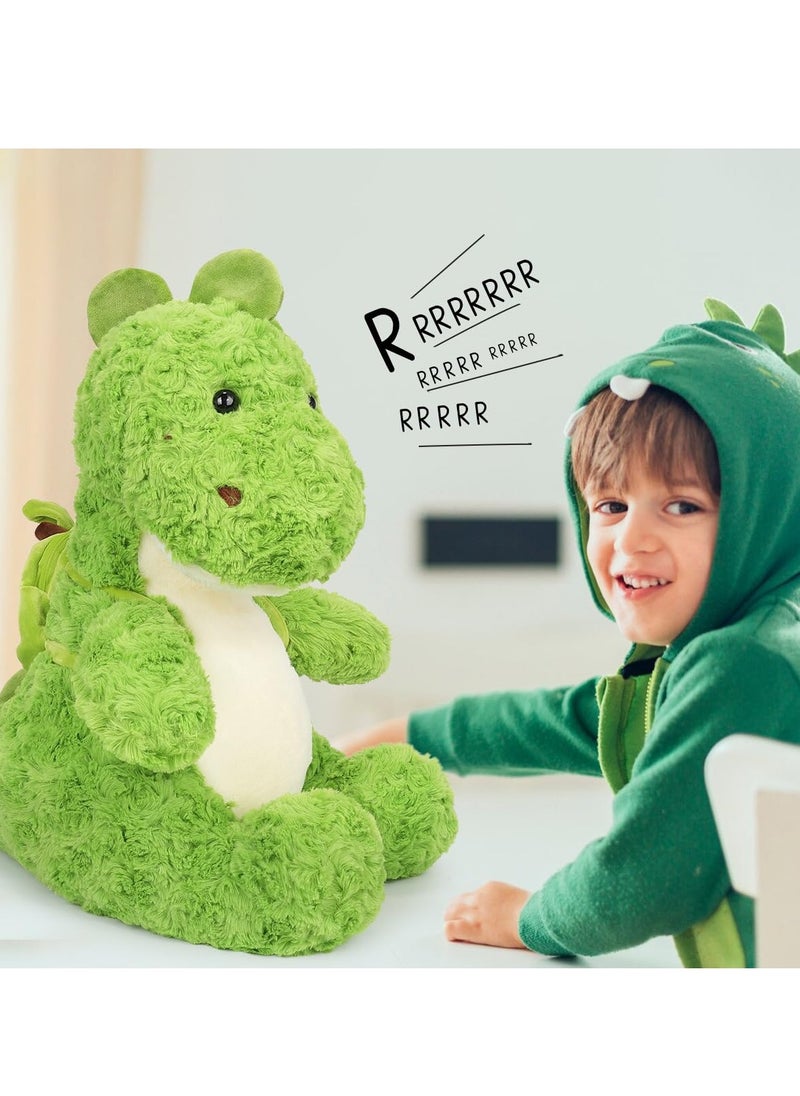 Cute Dinosaur Stuffed Animal with Avocado Backpack, 13.7 Inch Soft Dragon Plush Toy, Cuddly Dino Plushie, Ideal Birthday Gifts for Kids, Girls, Boys, and Lovers