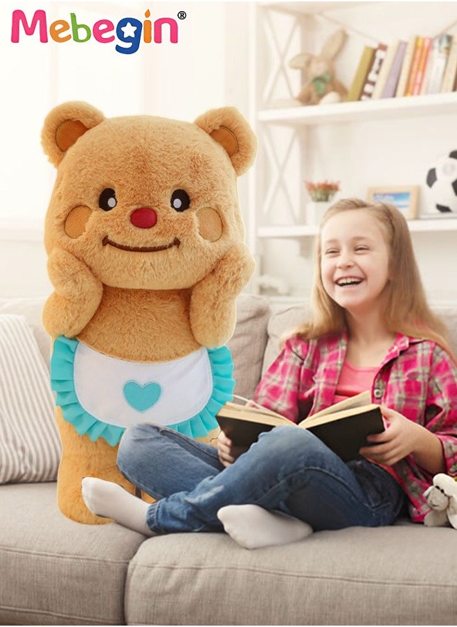 85cm Soft Animal Plush Toy, Resilient Plush Bear, Fuzzy Standing Plush Bear Embroided with Apron, Good Companion for Kids to Sleep, Ideal Gift for Kids and Adults