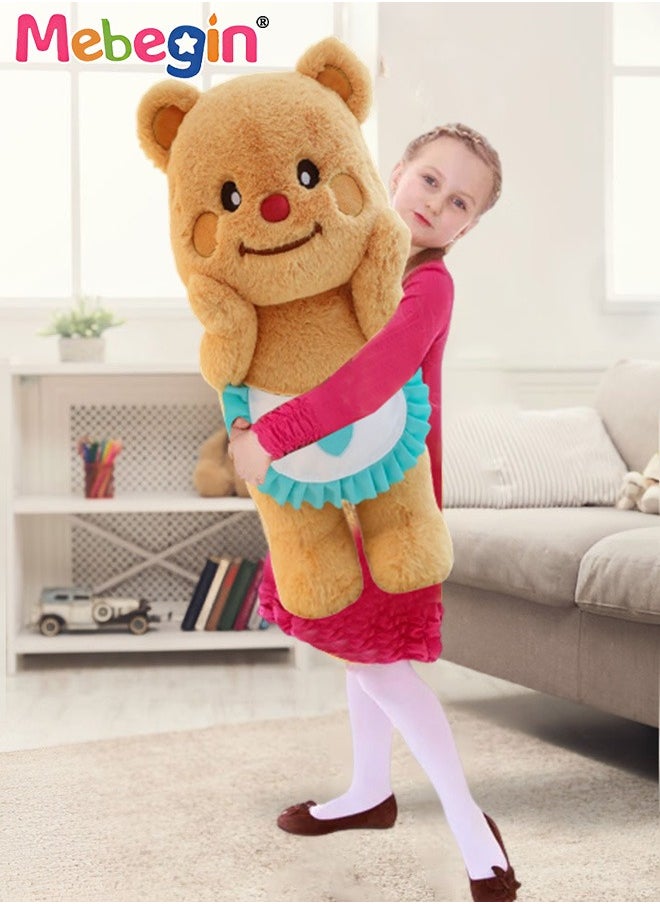 85cm Soft Animal Plush Toy, Resilient Plush Bear, Fuzzy Standing Plush Bear Embroided with Apron, Good Companion for Kids to Sleep, Ideal Gift for Kids and Adults