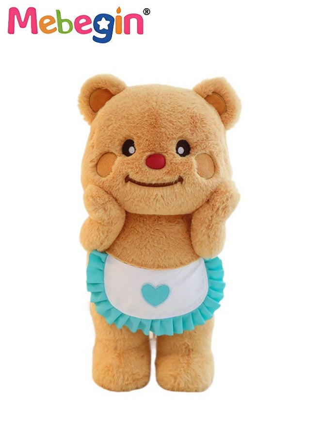 85cm Soft Animal Plush Toy, Resilient Plush Bear, Fuzzy Standing Plush Bear Embroided with Apron, Good Companion for Kids to Sleep, Ideal Gift for Kids and Adults
