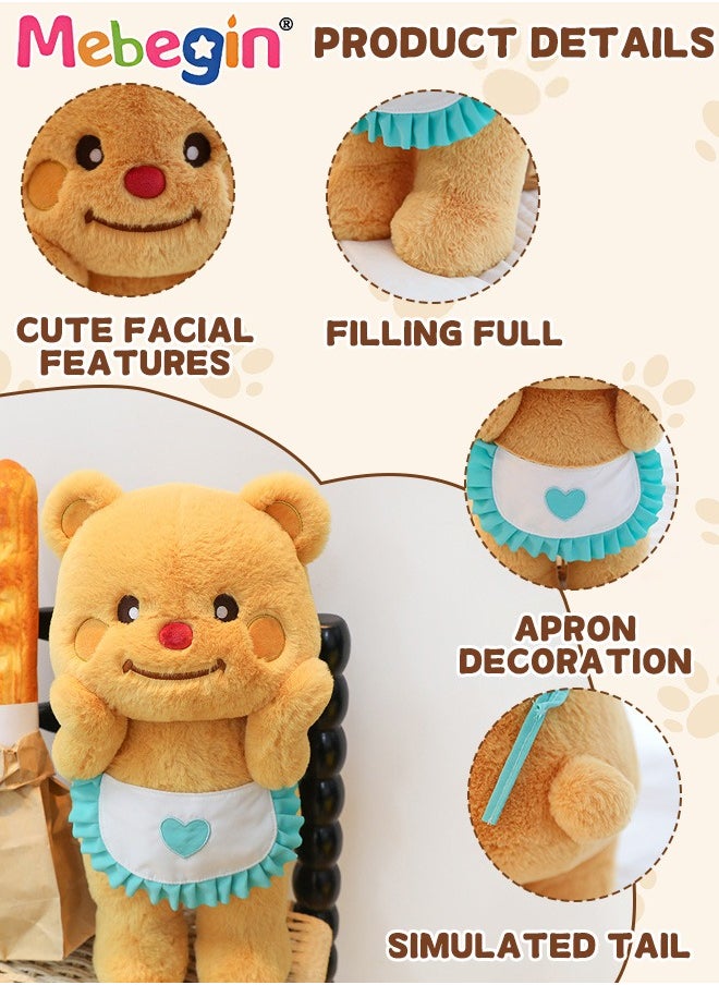 85cm Soft Animal Plush Toy, Resilient Plush Bear, Fuzzy Standing Plush Bear Embroided with Apron, Good Companion for Kids to Sleep, Ideal Gift for Kids and Adults
