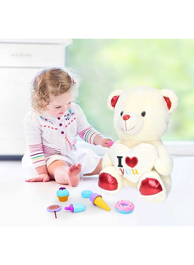 50cm White Teddy Bear Toy with Holding Heart Shape for Girls Friend and Couples Anniversary Valentine and Birthday Gift