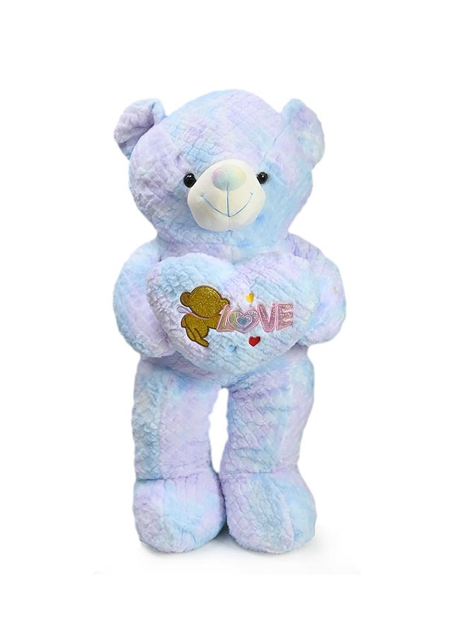 90 Cm Multi colour Blue Teddy Bear with Holding Heart Shape for Girls Friend and Couples Anniversary Valentine and Birthday Gift