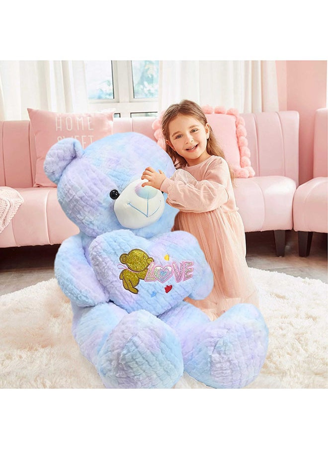 90 Cm Multi colour Blue Teddy Bear with Holding Heart Shape for Girls Friend and Couples Anniversary Valentine and Birthday Gift