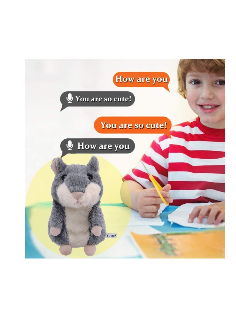 Talking Hamster ,Repeats Everything You Say, Toys for Kids Toddlers Funny Toy for 2 3 4 5 6 7 Year Old Baby, Child ,Clear Voice Interactive Plush Animal Toys Gray