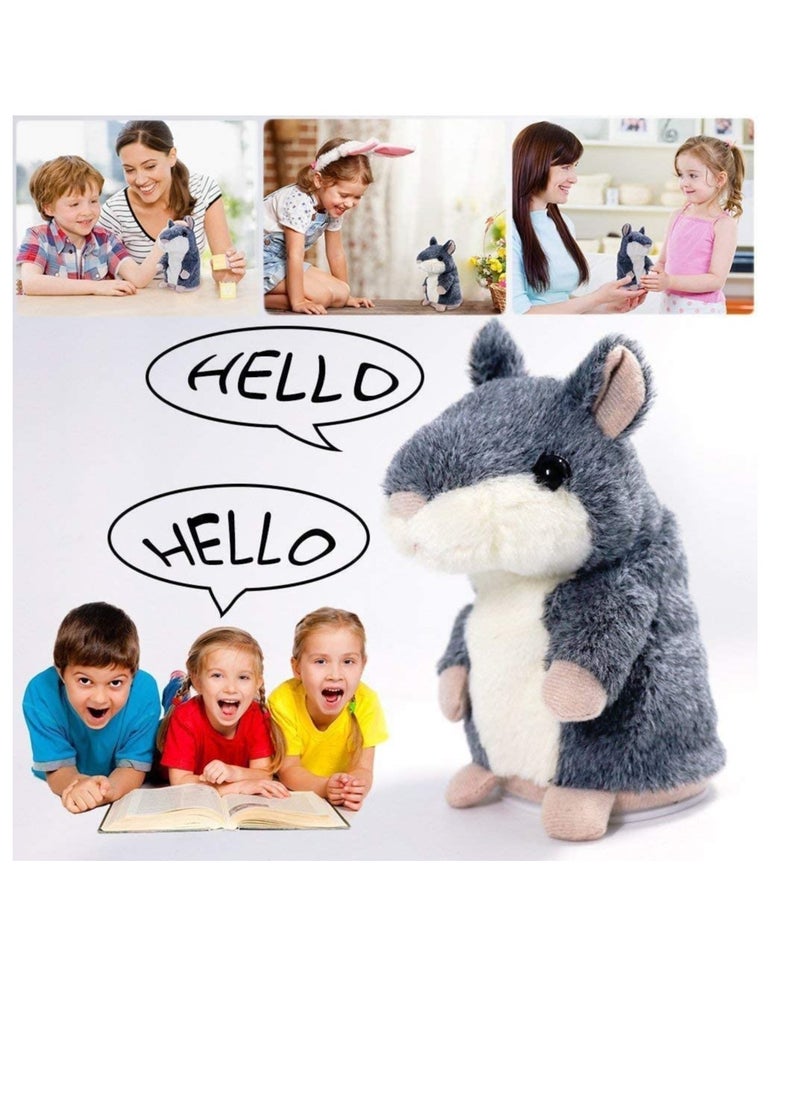 Talking Hamster ,Repeats Everything You Say, Toys for Kids Toddlers Funny Toy for 2 3 4 5 6 7 Year Old Baby, Child ,Clear Voice Interactive Plush Animal Toys Gray