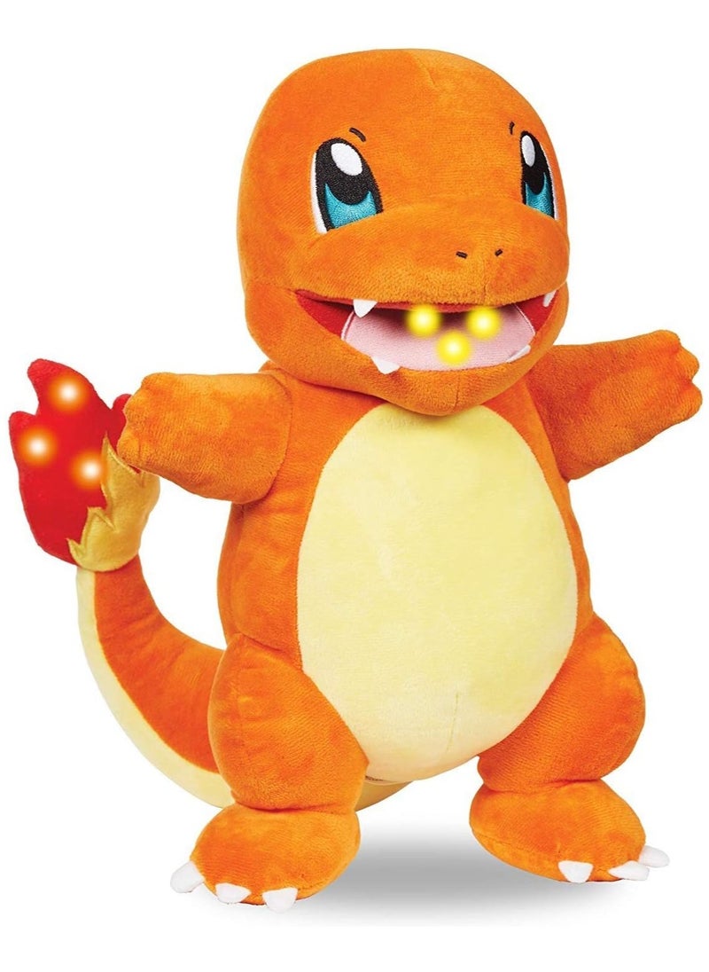 Pokemon Plush Flame Action Charmander, Battery Operated |Interactive Plush Toy | Soft Toy with Sound Effect | Perfect Gift for Kids & Adults