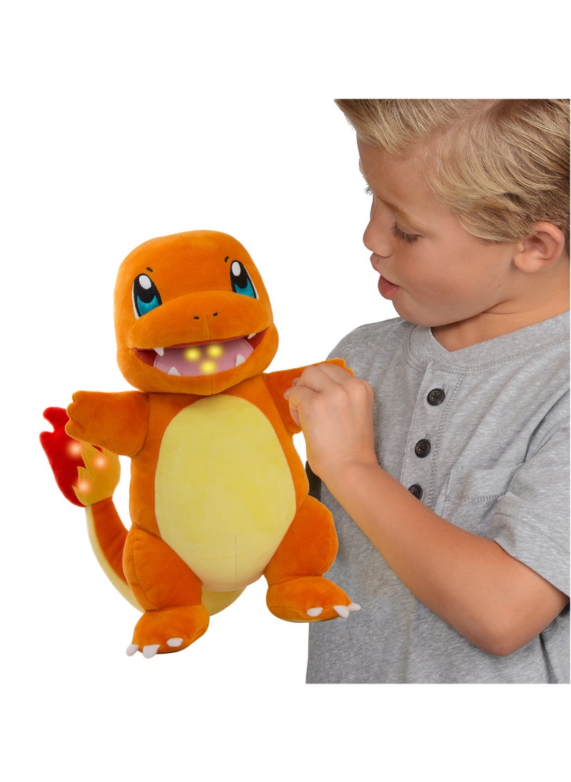 Pokemon Plush Flame Action Charmander, Battery Operated |Interactive Plush Toy | Soft Toy with Sound Effect | Perfect Gift for Kids & Adults