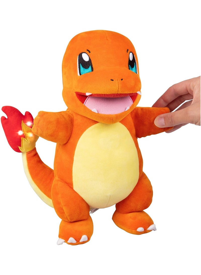 Pokemon Plush Flame Action Charmander, Battery Operated |Interactive Plush Toy | Soft Toy with Sound Effect | Perfect Gift for Kids & Adults