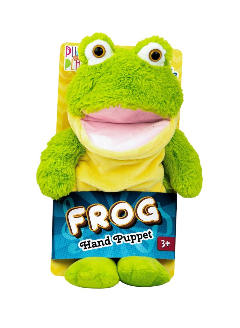 Pugs At Play Puppet Frog 14-Inches, Battery Operated  | Interactive Plush Toy