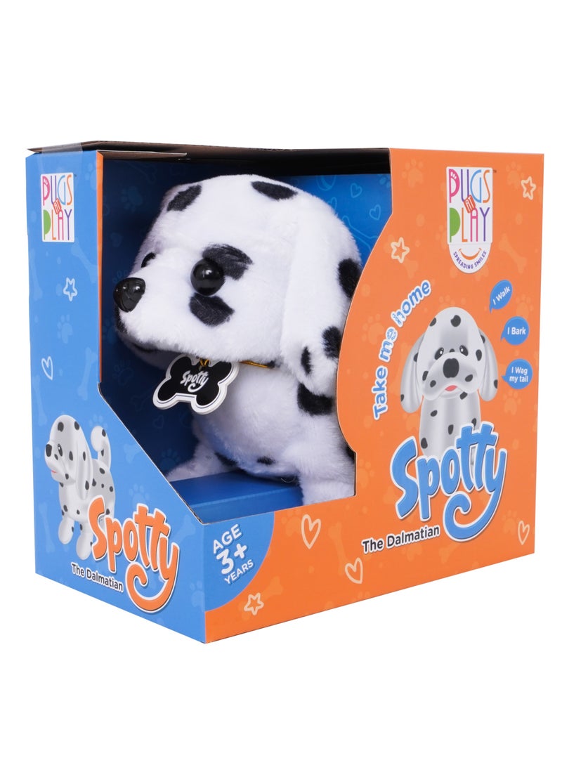 Pugs At Play Walking Spotty 6.5-Inches, Battery Operated | Interactive Plush Toy