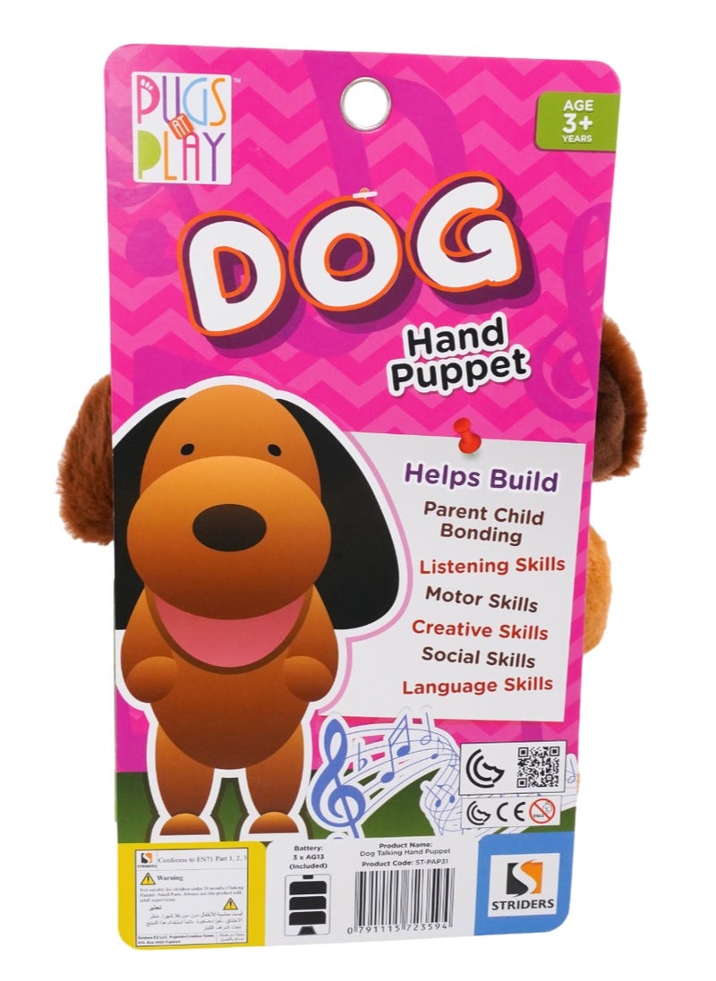 Pugs At Play Puppet Dog 12-Inches, Battery Operated  | Interactive Plush Toy